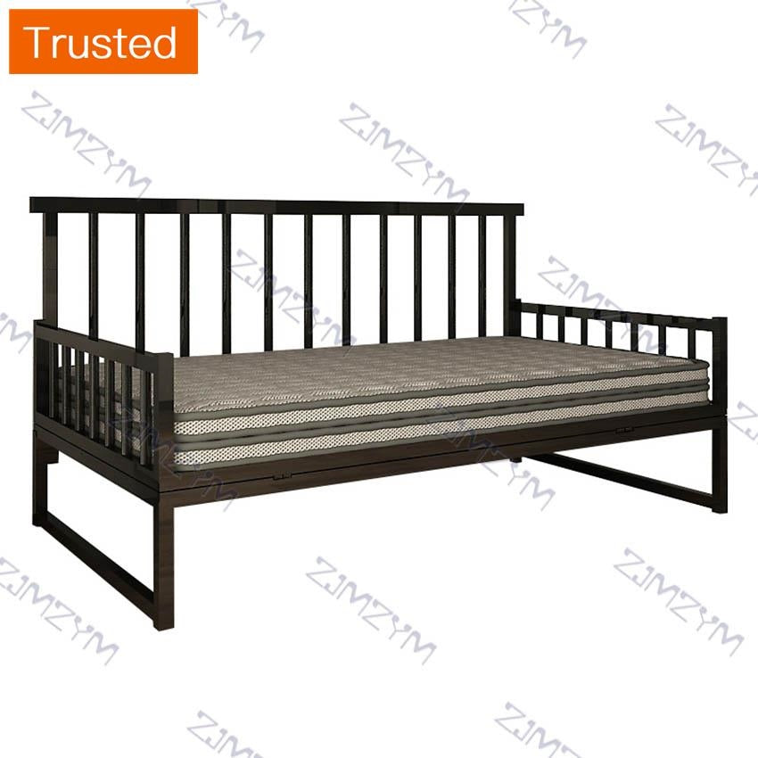 Multifuctional Daybed Frame With Headboard Foldable Iron Metal Sofa Bed Sofa Slats Platform Base Guest Room Bedroom Furniture