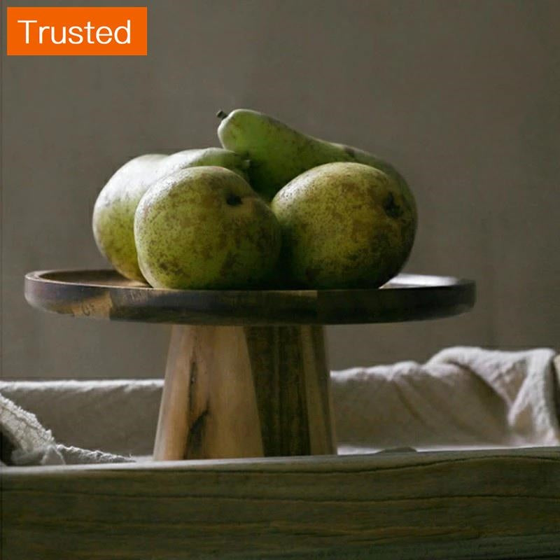 KEMORELA Cake Creative Food Dessert Eco Fruit Home Stand Natural Wood Photography Plate Serving Tray Wooden Tray