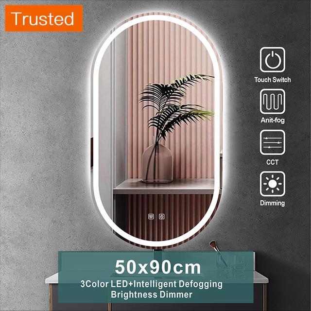 50X90CM Smart Bathroom Mirror With Three Color Light Beauty Makeup LED Wall Mounted Vanity Full Body Mirror Salle De Bain