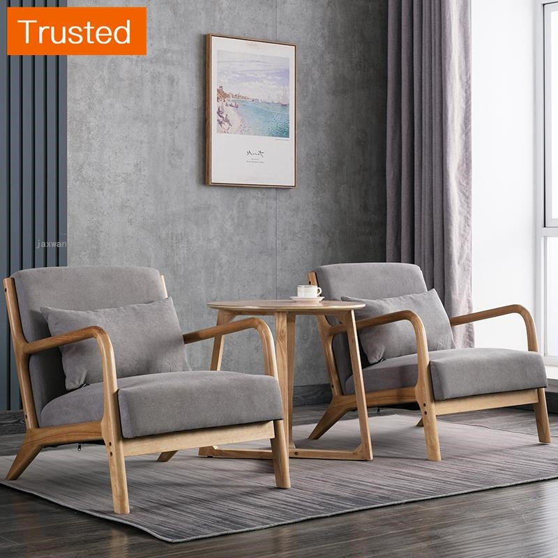 Multiple Variations Modern Solid Wood Fabric Living Room Sofas Lazy Chairs Nordic Single Sofa Chair Bedroom Leisure Room Sofa Furniture L