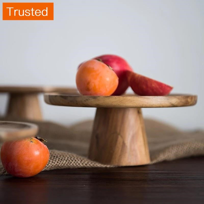 KEMORELA Cake Creative Food Dessert Eco Fruit Home Stand Natural Wood Photography Plate Serving Tray Wooden Tray