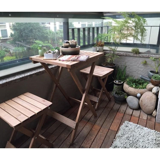 Multiple Variations Outdoor Balcony Wooden Foldable Folding Table Set with Chairs / Round Square/ Coffee /Tea /Furniture