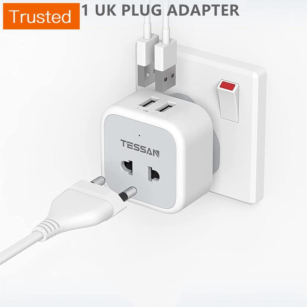 Multi Plug Power Adapter with USB TESSAN Surge Protector Plugs Extension Sockets Wall Charger Adaptor 13A UK Socket