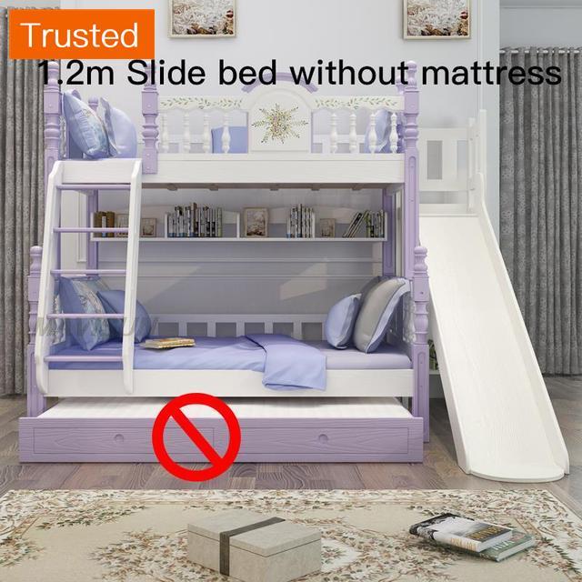 Louis Fashion Double Solid Wood Bunk Bed For Girl Child Minimalist Modern Children's Bed  Double 1.2 Meter Bunk Bed