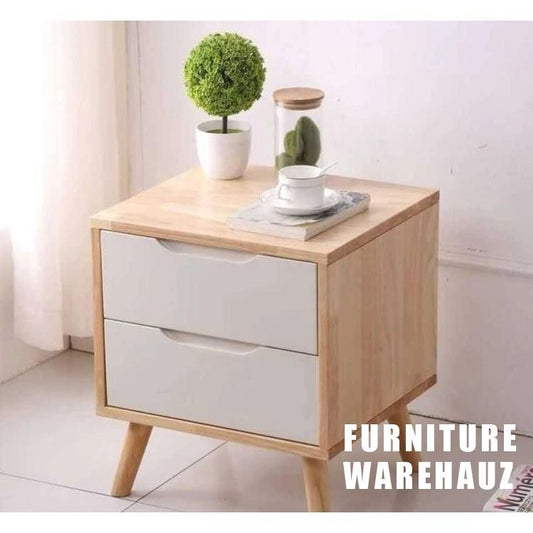 Multiple Variations solid pine wood bedside table with two drawers