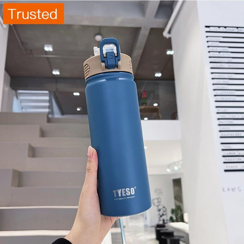 530ml/750ml Double Stainless Steel Thermal Flask With Straw Portable Sport Water Bottle Tumblers