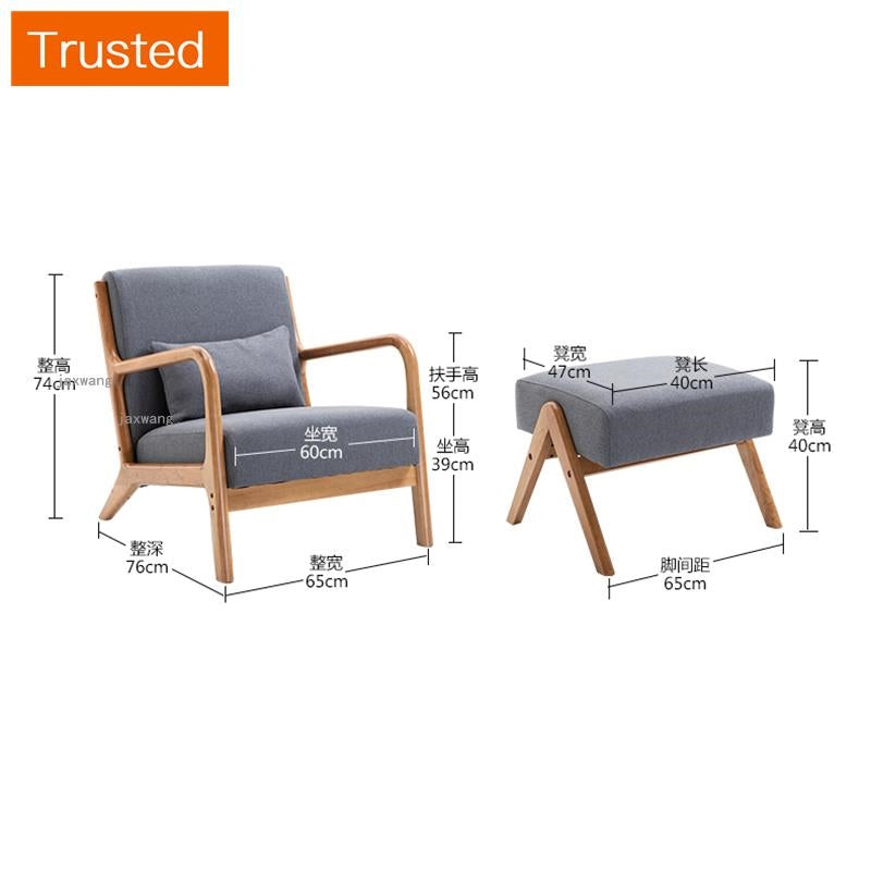 Multiple Variations Modern Solid Wood Fabric Living Room Sofas Lazy Chairs Nordic Single Sofa Chair Bedroom Leisure Room Sofa Furniture L