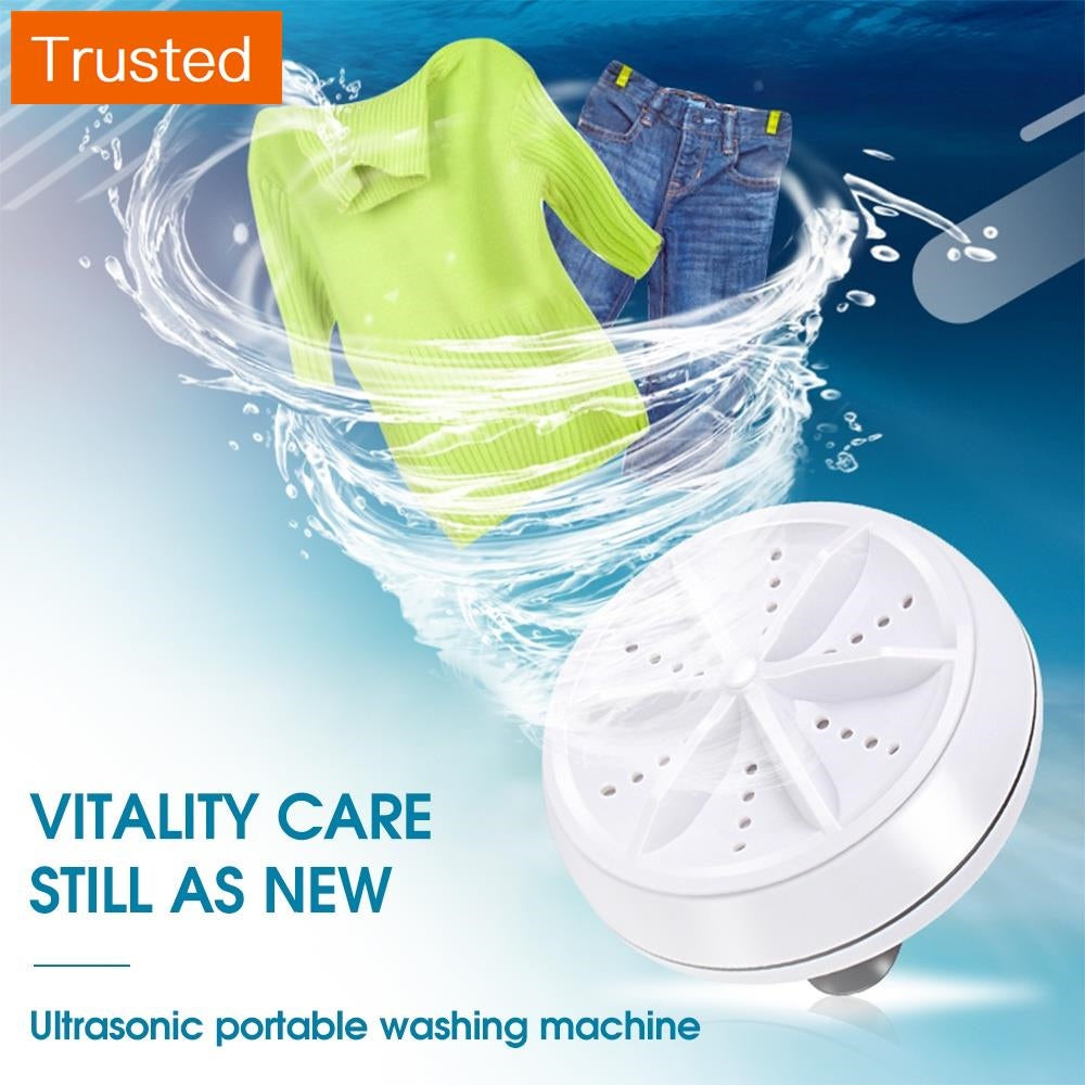 [Y]10W Ultrasonic Turbine Washing Machine Portable Mini Turbine Cleaning Machine Personal Rotating Ultrasonic Turbine Clothes Washer with USB Cable Convenient for Travel Home Business Trip Desktop Multipurpose Turbines Laundry for Sockings Underwear