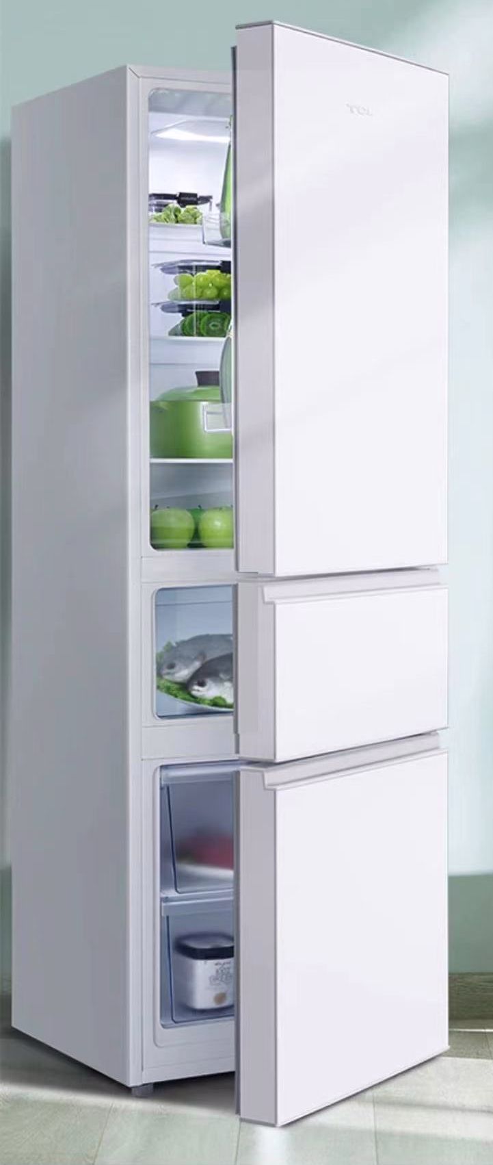 Multiple Variations TCL 200 litres three-door refridgerator