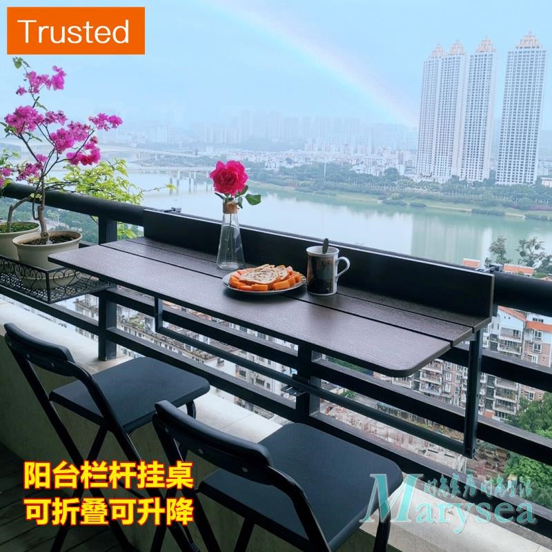 The balcony railings hang folding table lift outdoor stage desk leisure table table window fence hanging fold