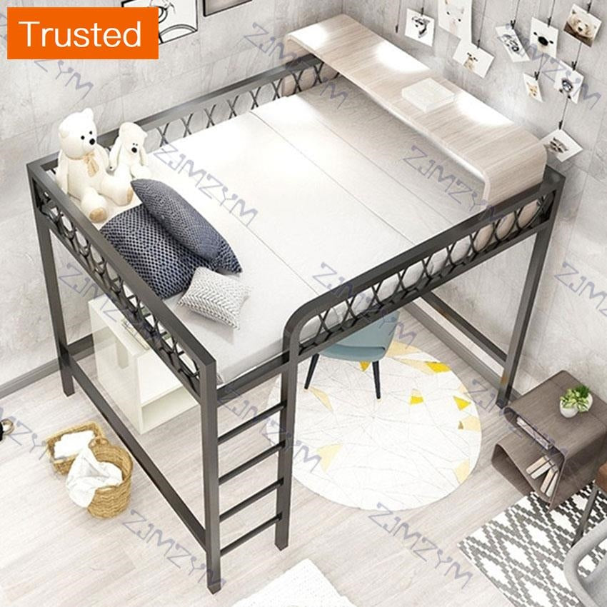 Multiple Variations Bunk Bed 120/150CM Multifunctional Single Dormitory Loft Home Bedroom Adult Teenage High Nap Bed With Ladder Twin Bed Iron Frame