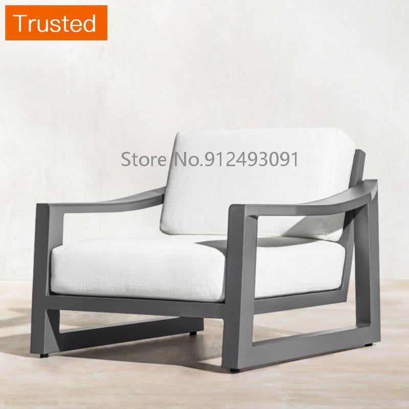 Aluminium Garden Sofa Sets Balcony Furniture Irregular Armrest Club Chair Patio Metal Coffee Table