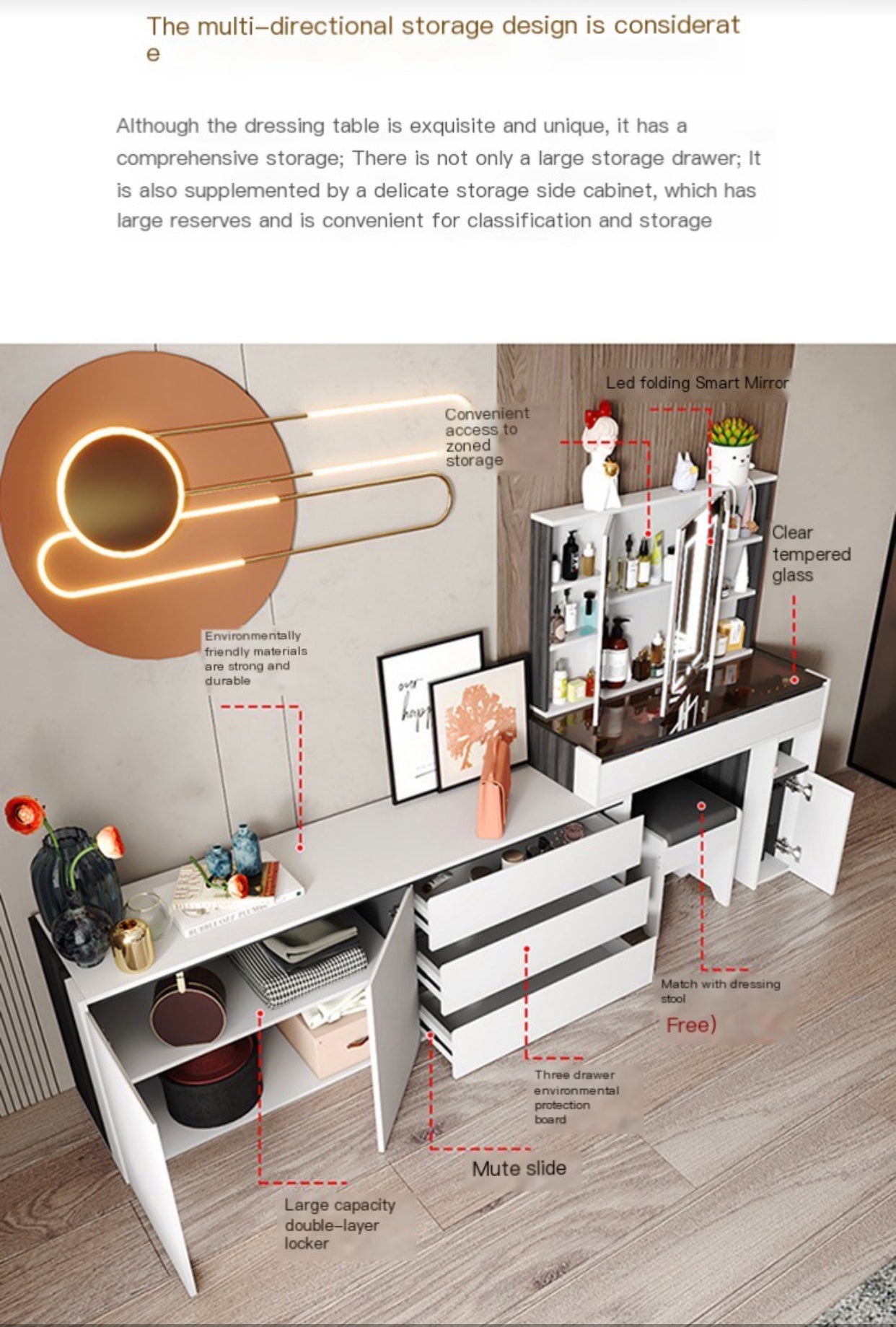 Multiple Variations modern minimalist light luxury advanced locker integration dressing table"