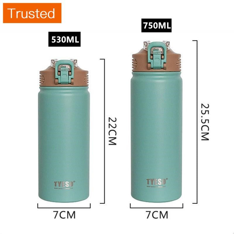 530ml/750ml Double Stainless Steel Thermal Flask With Straw Portable Sport Water Bottle Tumblers