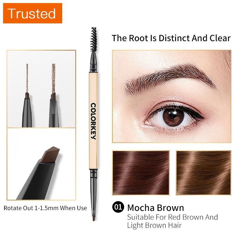 Colorkey Eyebrow Pencil Dual-ended Triangle Chiseled Waterproof Long- Lasting Eyebrow Makeup Pen 0.07g