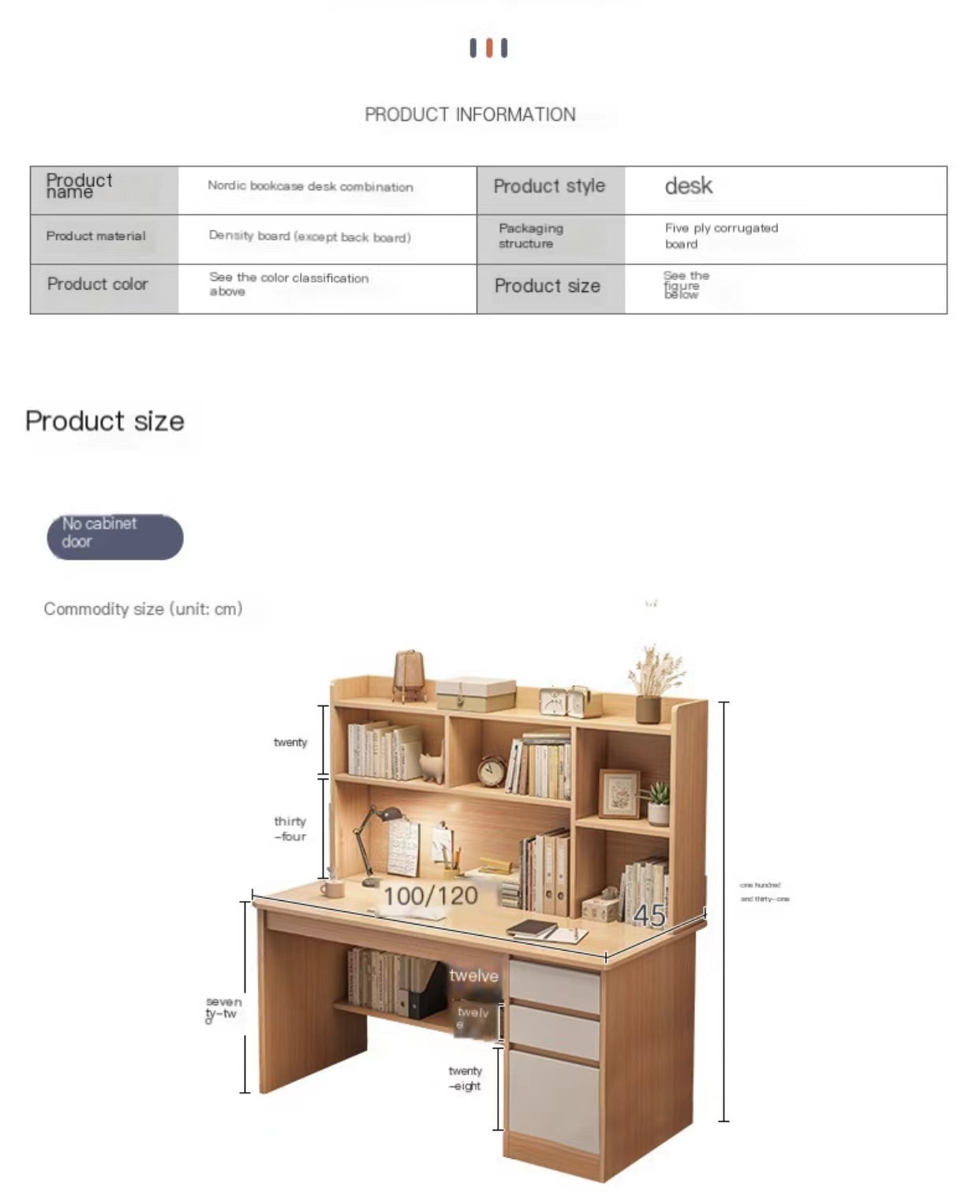 Multiple Variations Nordic bookshelf bedroom computer desk / student learning writing desk "