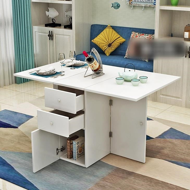 Multiple Variations Kelsey Space-saving Foldable Dining Table with Concealed Cabinets