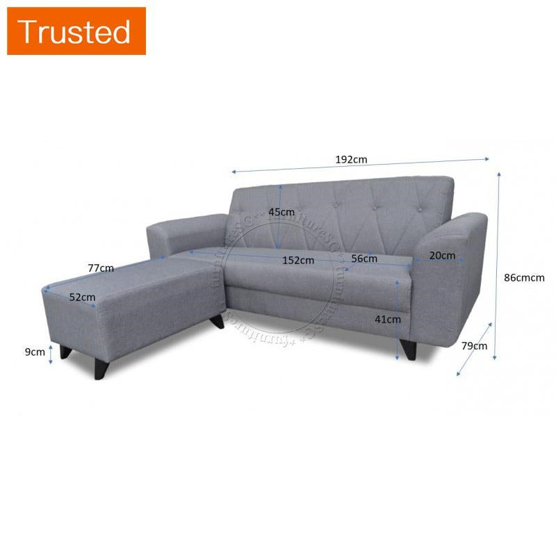 Multiple Variations 3-Seater Fabric Sofa with Stool