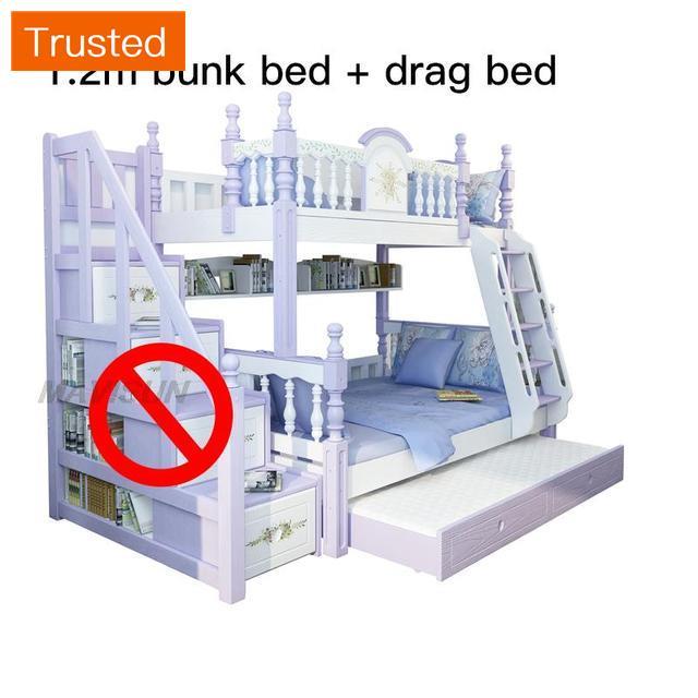 Louis Fashion Double Solid Wood Bunk Bed For Girl Child Minimalist Modern Children's Bed  Double 1.2 Meter Bunk Bed