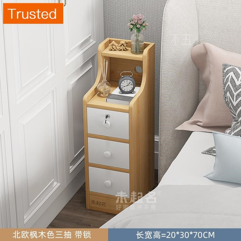 【kline】【twinkle】Ultra-narrow bedroom narrow bedside table storage cabinet ultra-thin drawer small side table small cupboard slim bedside table white/maple/gray 20/25/30/40cm wide