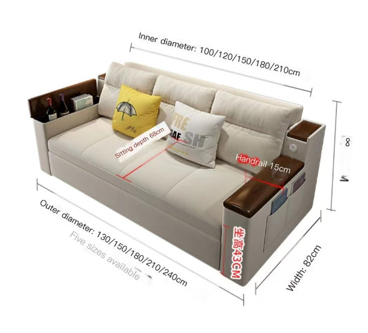 Multiple Variations Foldable solid wood  cloth sofa bed dual-purpose storage double push-pull telescopic pull-out multi-functional push-pull Sofa"