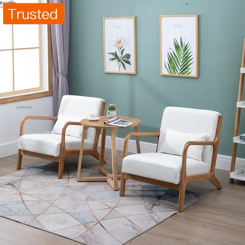 Multiple Variations Modern Solid Wood Fabric Living Room Sofas Lazy Chairs Nordic Single Sofa Chair Bedroom Leisure Room Sofa Furniture L