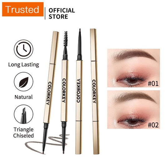 Colorkey Eyebrow Pencil Dual-ended Triangle Chiseled Waterproof Long- Lasting Eyebrow Makeup Pen 0.07g