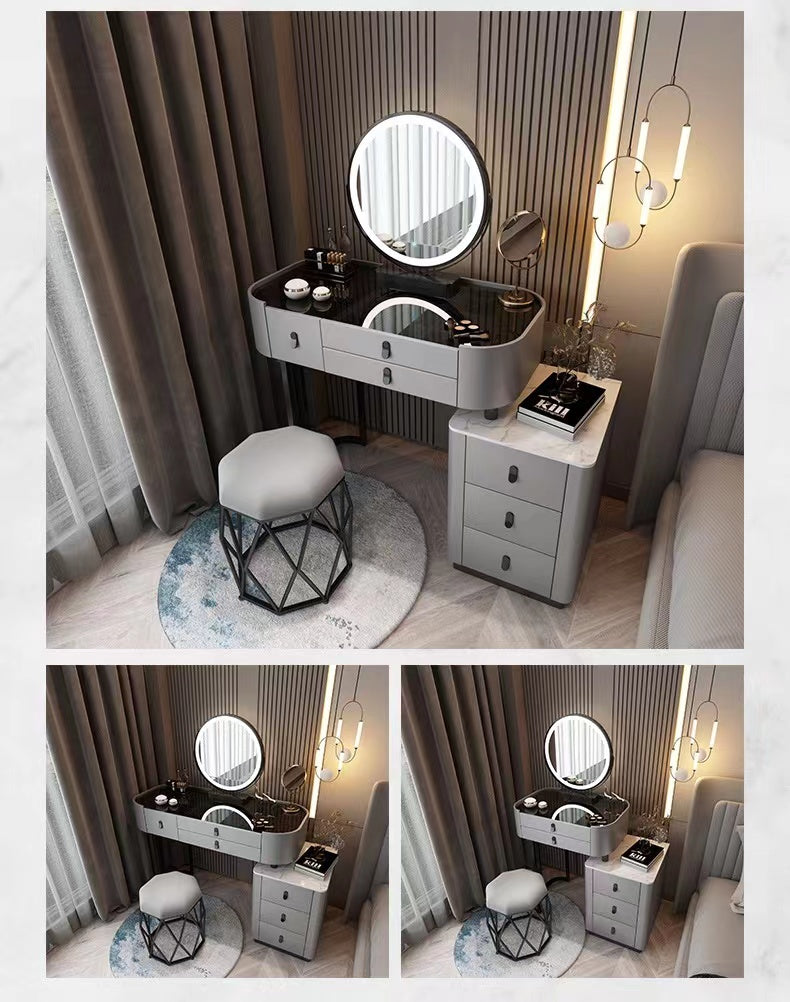 Multiple Variations solid wood modern simple Nordic light luxury rock board glass dressing table"