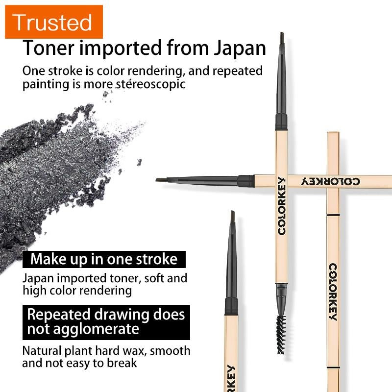 Colorkey Eyebrow Pencil Dual-ended Triangle Chiseled Waterproof Long- Lasting Eyebrow Makeup Pen 0.07g