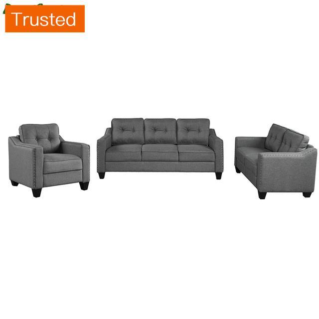 Multiple Variations 3 Piece Living Room Set 1 Sofa 1 Loveseat And 1 Armchair With Rivet On Arm Tufted Back Cushions