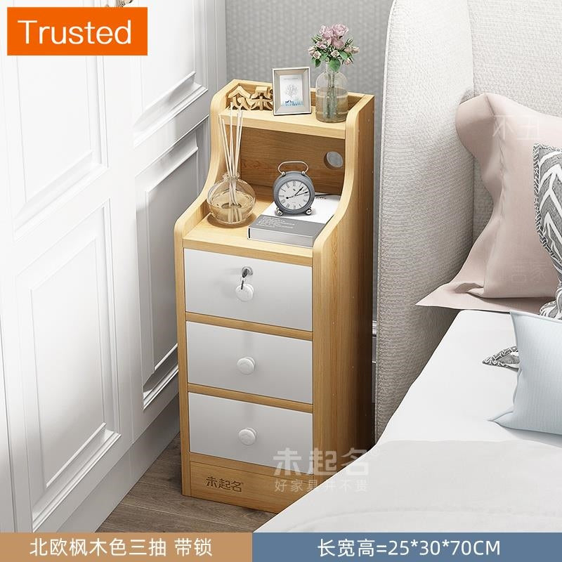 【kline】【twinkle】Ultra-narrow bedroom narrow bedside table storage cabinet ultra-thin drawer small side table small cupboard slim bedside table white/maple/gray 20/25/30/40cm wide