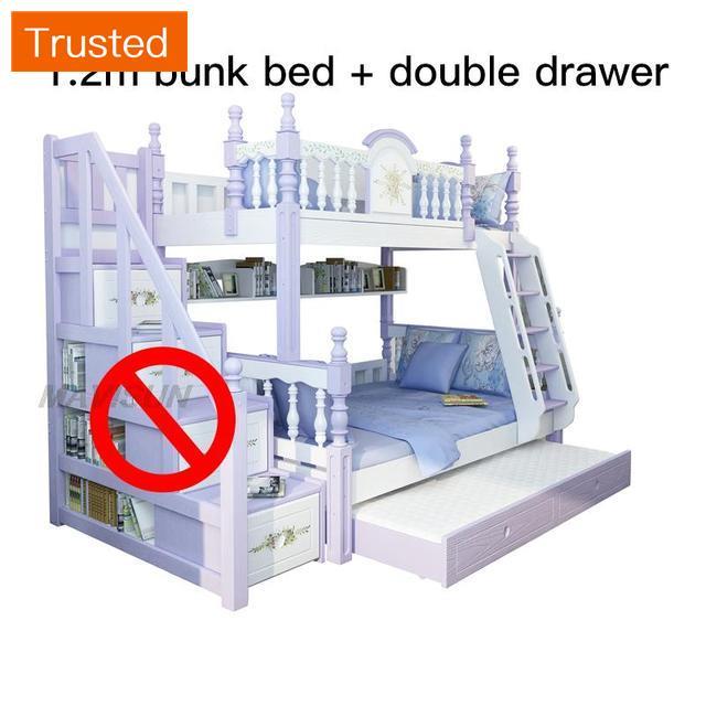 Louis Fashion Double Solid Wood Bunk Bed For Girl Child Minimalist Modern Children's Bed  Double 1.2 Meter Bunk Bed