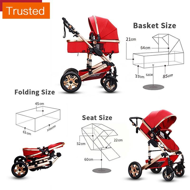 Multiple Variations Babyfond Luxury Baby Stroller 3 in 1 High Landscape Children Pram Fashion Carriage EU Design Cart Two Way Trolly For Car