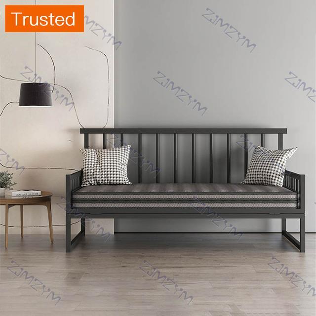 Multifuctional Daybed Frame With Headboard Foldable Iron Metal Sofa Bed Sofa Slats Platform Base Guest Room Bedroom Furniture