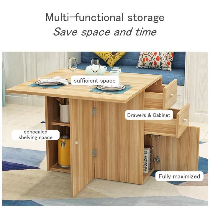 Multiple Variations Kelsey Space-saving Foldable Dining Table with Concealed Cabinets