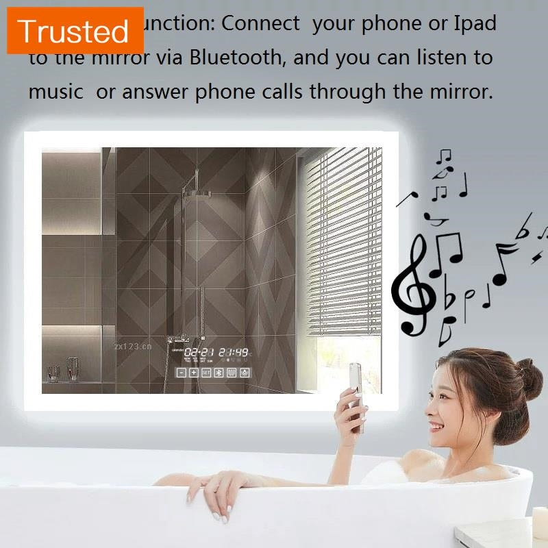 Multiple Variations Gisha Smart Mirror LED Bathroom Mirror Wall Bathroom Mirror Bathroom Toilet Anti fog Mirror Bluetooth compatible speaker