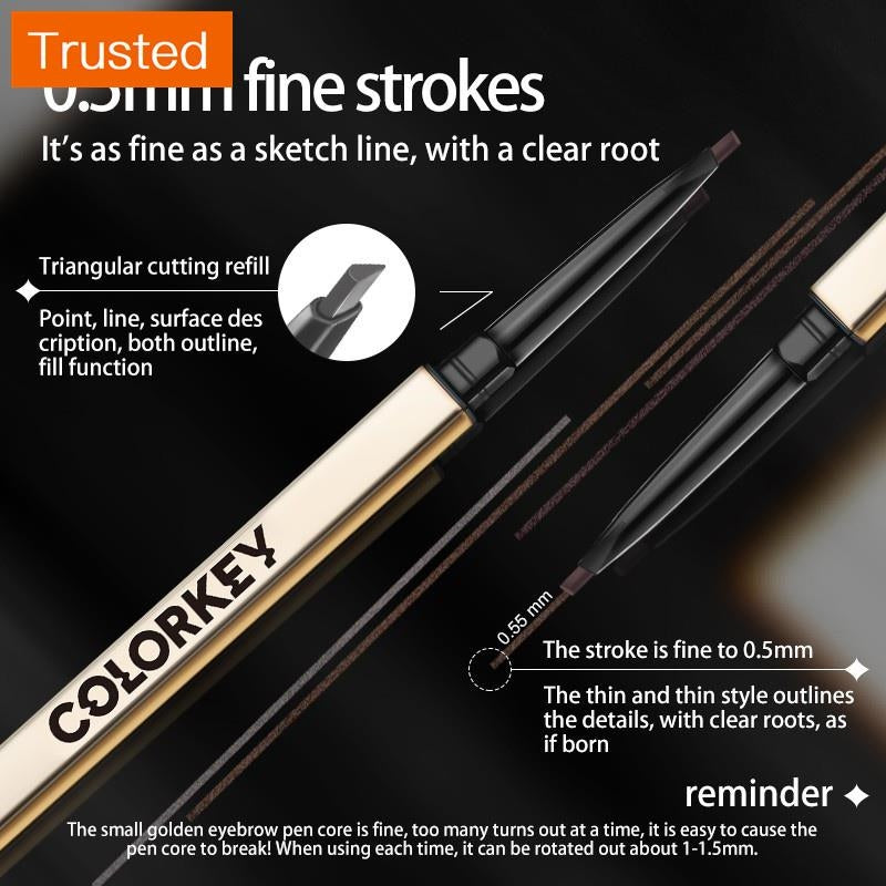 Colorkey Eyebrow Pencil Dual-ended Triangle Chiseled Waterproof Long- Lasting Eyebrow Makeup Pen 0.07g