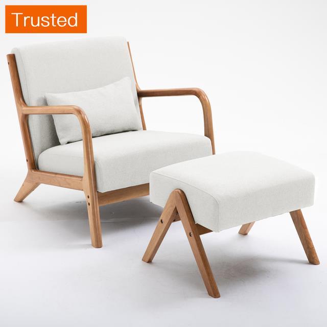 Multiple Variations Modern Solid Wood Fabric Living Room Sofas Lazy Chairs Nordic Single Sofa Chair Bedroom Leisure Room Sofa Furniture L