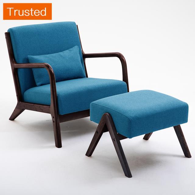 Multiple Variations Modern Solid Wood Fabric Living Room Sofas Lazy Chairs Nordic Single Sofa Chair Bedroom Leisure Room Sofa Furniture L