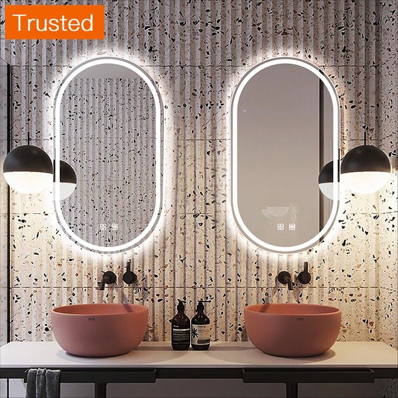 50X90CM Smart Bathroom Mirror With Three Color Light Beauty Makeup LED Wall Mounted Vanity Full Body Mirror Salle De Bain