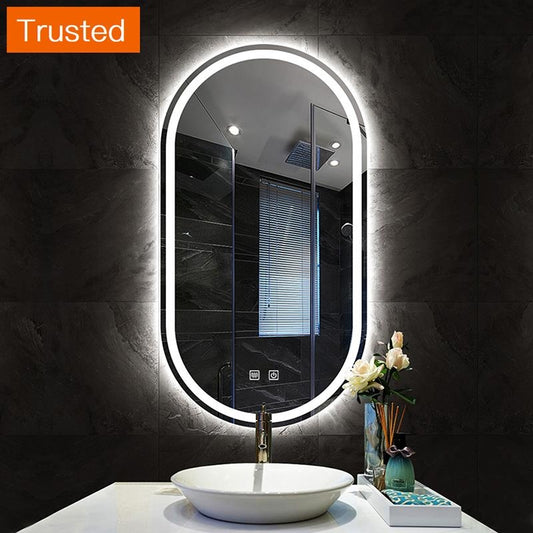 50X90CM Smart Bathroom Mirror With Three Color Light Beauty Makeup LED Wall Mounted Vanity Full Body Mirror Salle De Bain