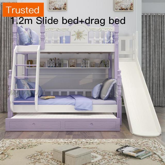 Louis Fashion Double Solid Wood Bunk Bed For Girl Child Minimalist Modern Children's Bed  Double 1.2 Meter Bunk Bed