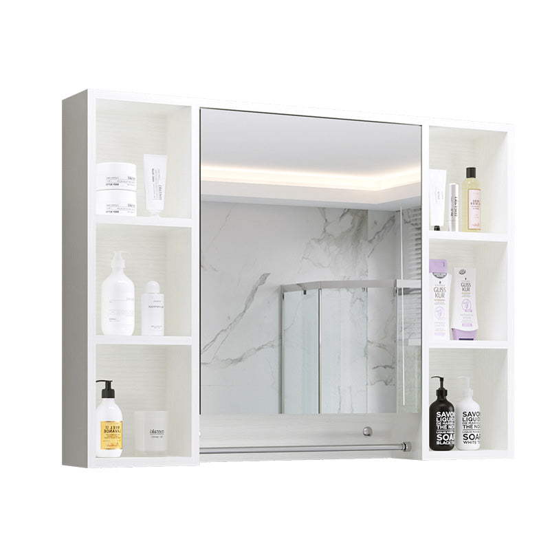 Multiple Variations Nordic solid wood bathroom mirror cabinet storage all-in-one bathroom mirror box with lamp toilet wall mirror with shelf"