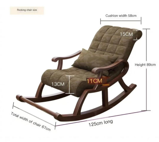 Multiple Variations Nordic solid wood rocking chair recliner adult home rocking chair adult lazy living room balcony elderly leisure sofa chair"