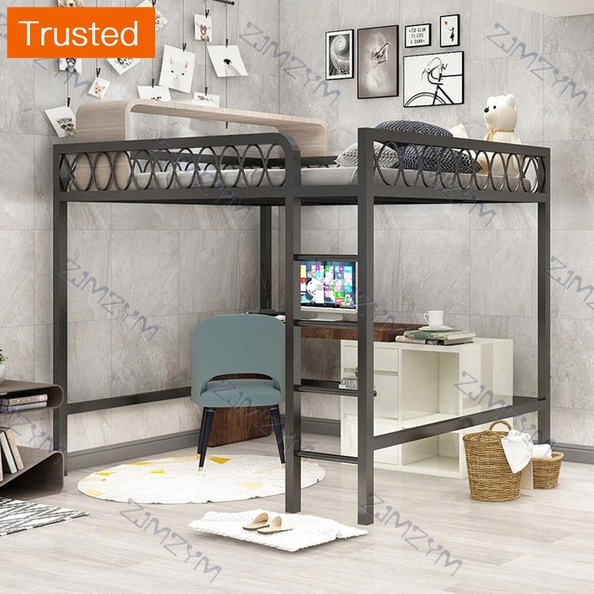 Multiple Variations Bunk Bed 120/150CM Multifunctional Single Dormitory Loft Home Bedroom Adult Teenage High Nap Bed With Ladder Twin Bed Iron Frame