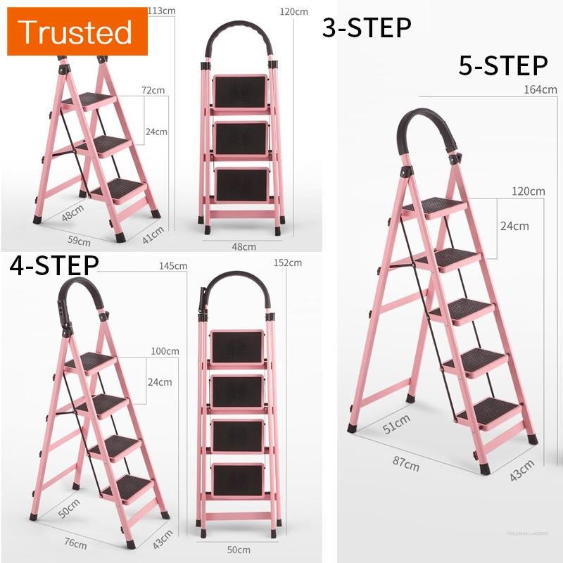 Ready stock Kinbolee Foldable Step Ladder Thickening 3 Step 4 Step Security Upgrade Household Ladder