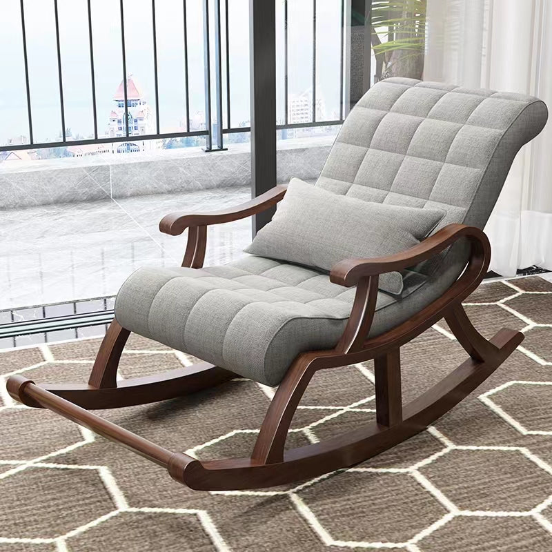 Multiple Variations Nordic solid wood rocking chair recliner adult home rocking chair adult lazy living room balcony elderly leisure sofa chair"