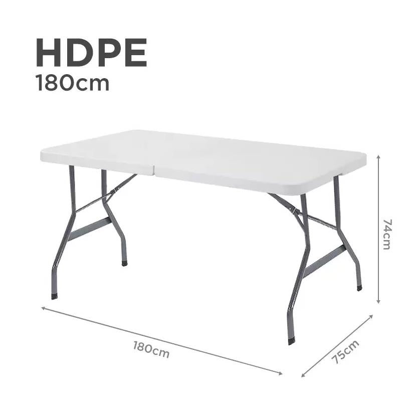 Multiple Variations HDPE Folding Table Rectangular L180 x W75 x H74 cm   Max Load 150KGs   Foldable Tables   Portable Travel Outdoor Furnitu