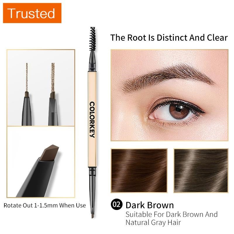 Colorkey Eyebrow Pencil Dual-ended Triangle Chiseled Waterproof Long- Lasting Eyebrow Makeup Pen 0.07g