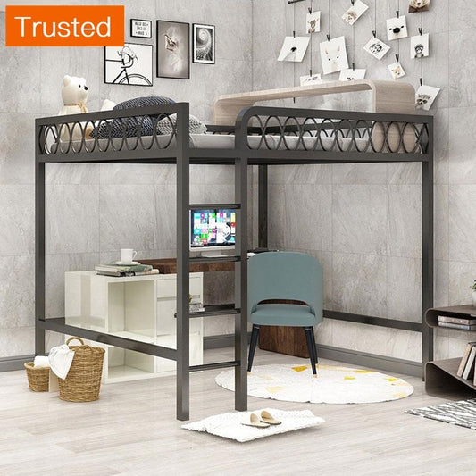 Multiple Variations Bunk Bed 120/150CM Multifunctional Single Dormitory Loft Home Bedroom Adult Teenage High Nap Bed With Ladder Twin Bed Iron Frame